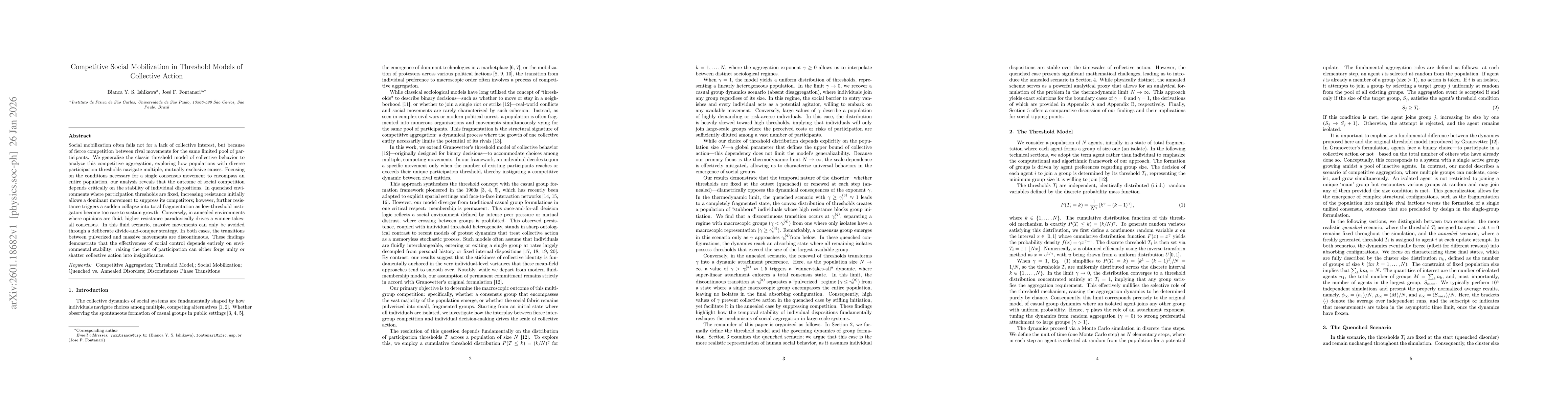 Thumbnail for Competitive Social Mobilization in Threshold Models of Collective Action