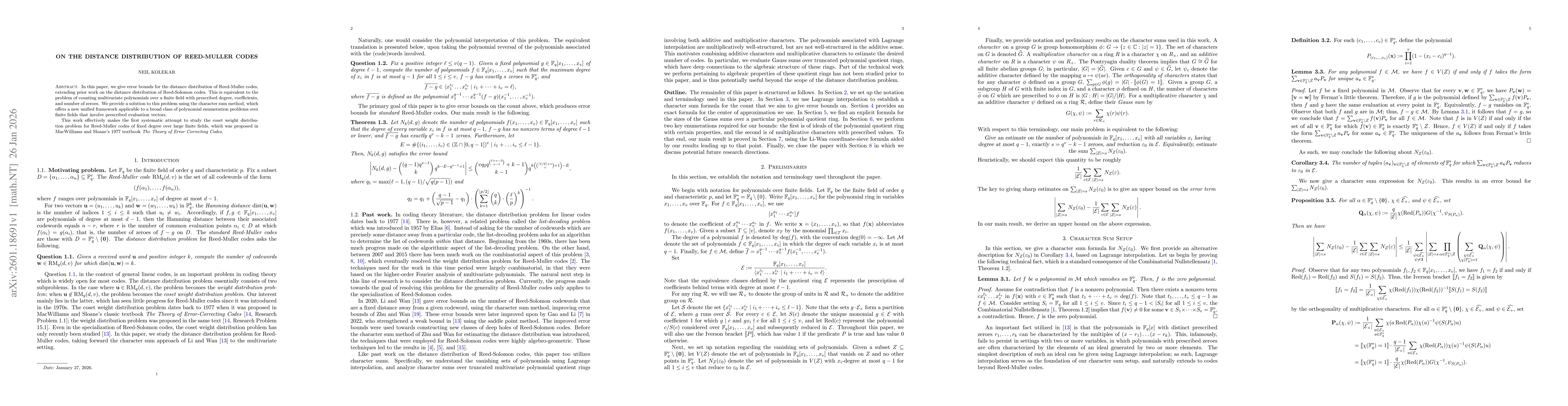 Thumbnail for On the Distance Distribution of Reed-Muller Codes