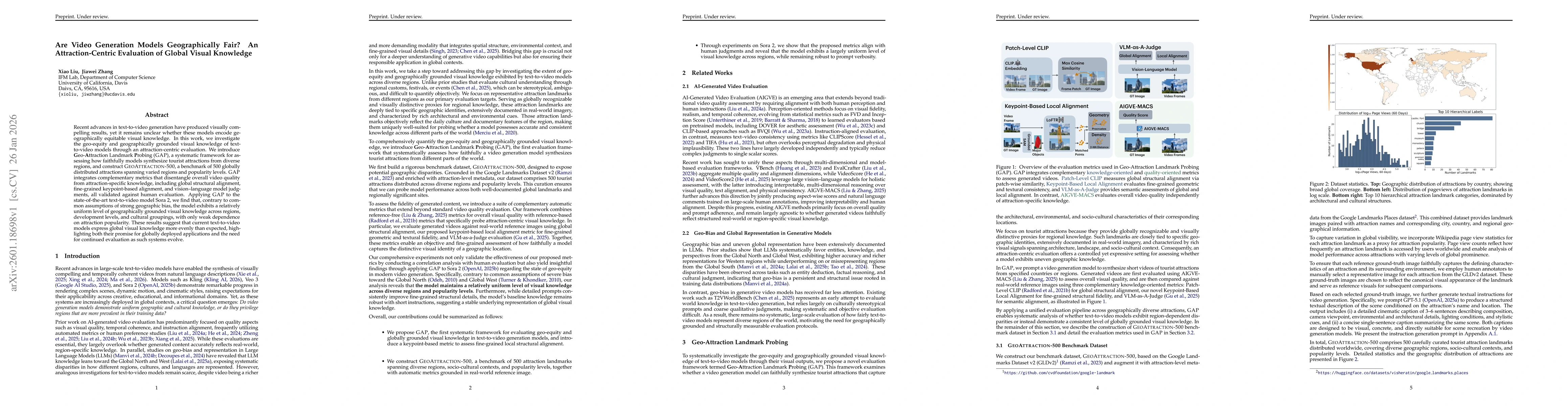 Thumbnail for Are Video Generation Models Geographically Fair? An Attraction-Centric Evaluation of Global Visual Knowledge