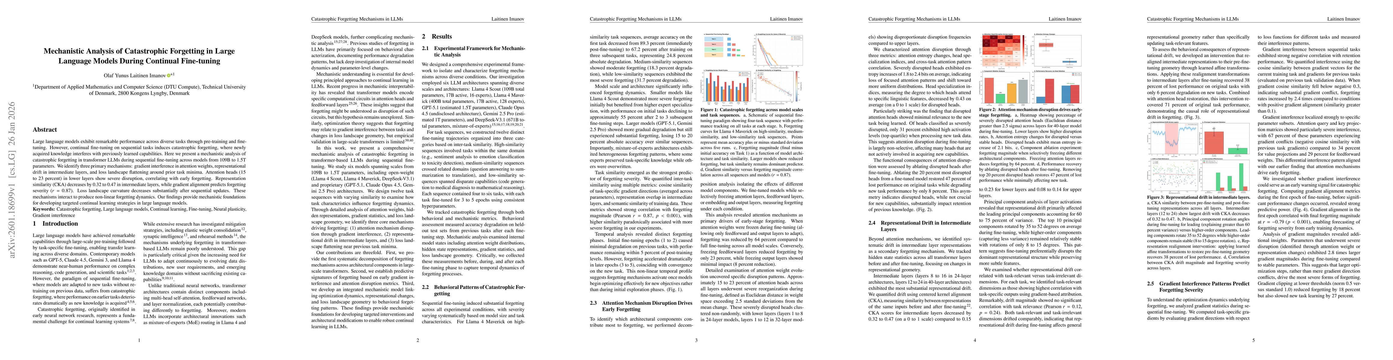 Thumbnail for Mechanistic Analysis of Catastrophic Forgetting in Large Language Models During Continual Fine-tuning