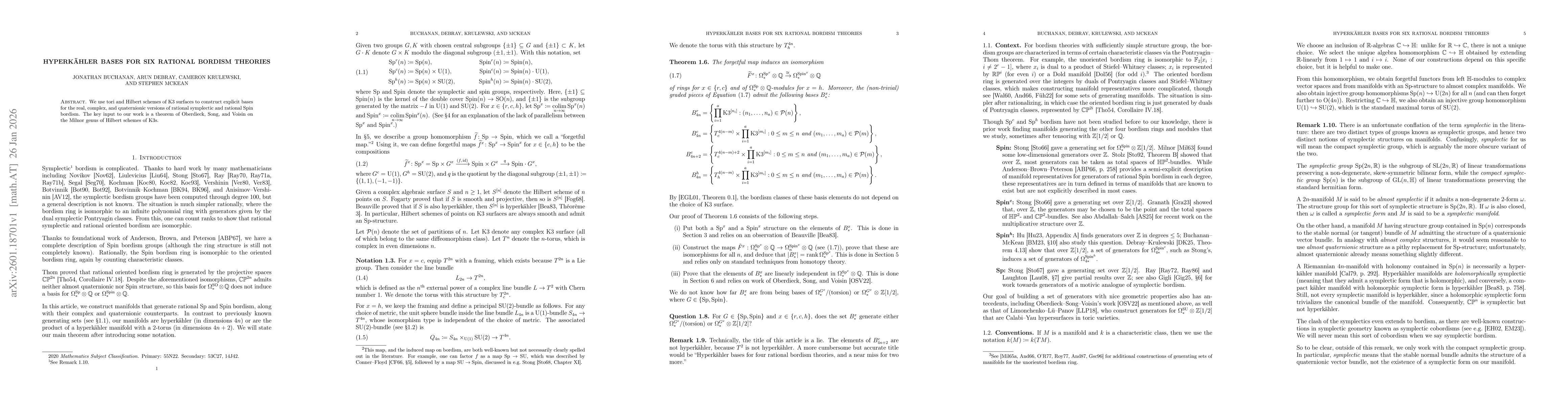 Thumbnail for Hyperkähler bases for six rational bordism theories