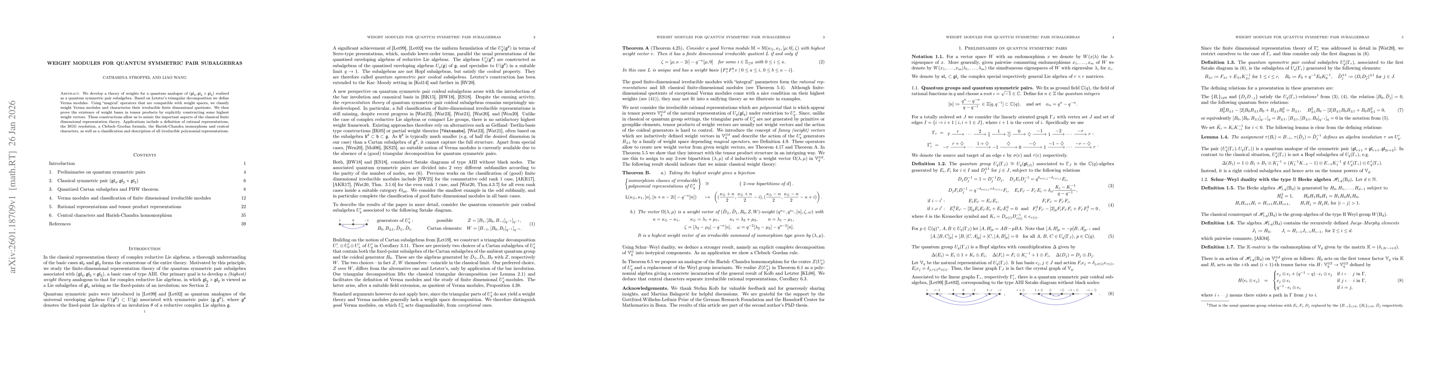 Thumbnail for Weight modules for quantum symmetric pair subalgebras