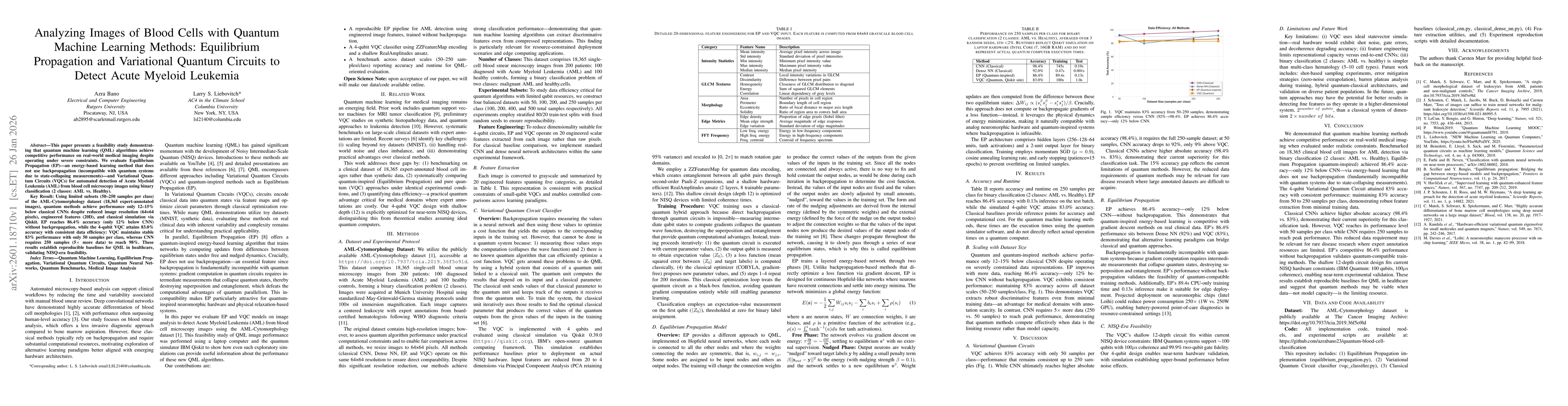 Thumbnail for Analyzing Images of Blood Cells with Quantum Machine Learning Methods: Equilibrium Propagation and Variational Quantum Circuits to Detect Acute Myeloid Leukemia