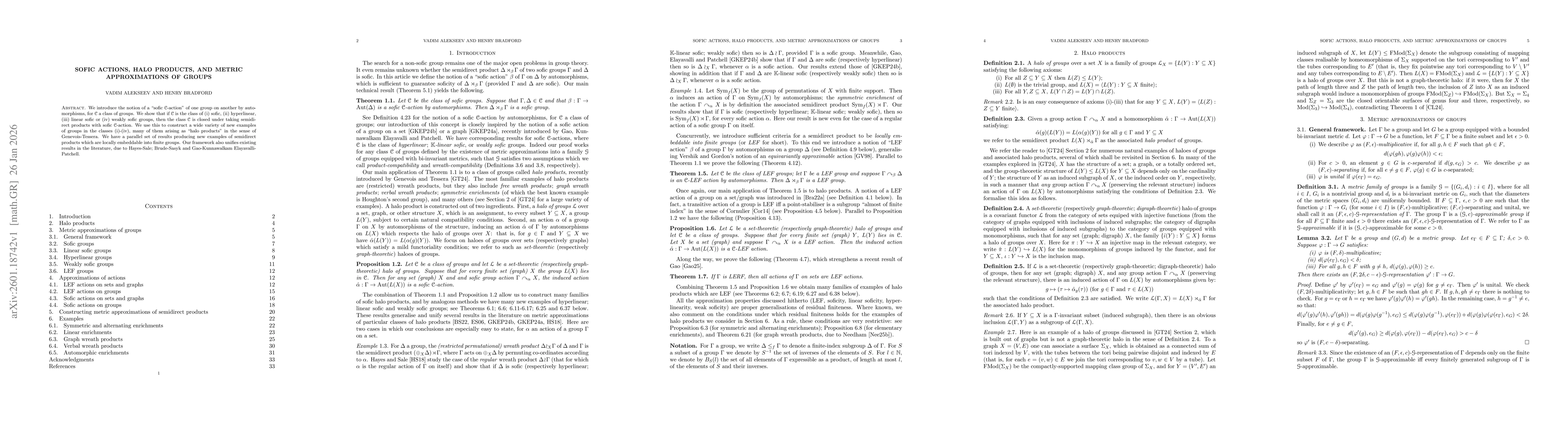 Thumbnail for Sofic actions, halo products, and metric approximations of groups