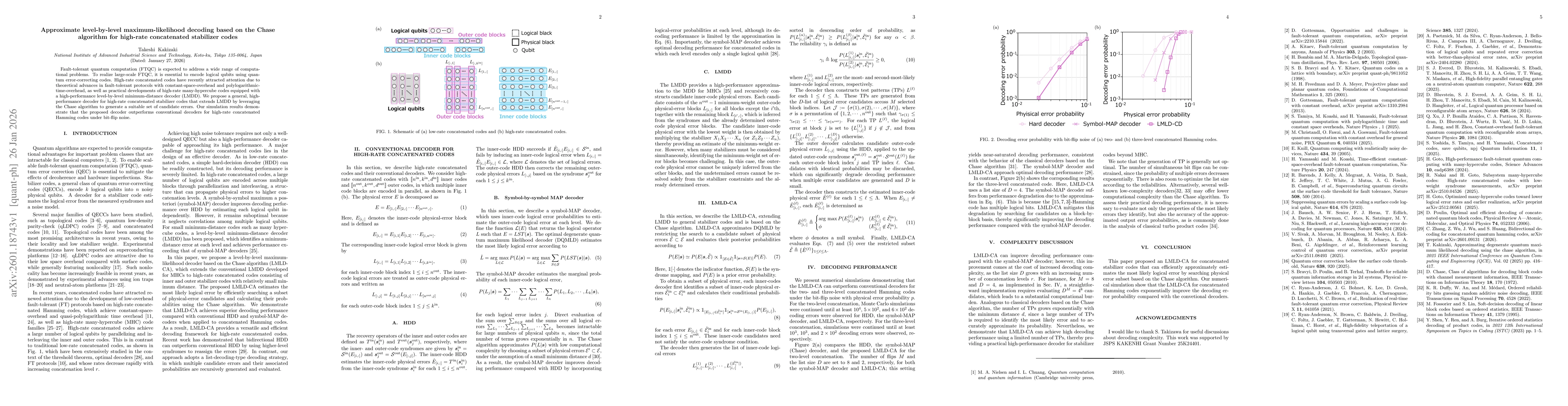 Thumbnail for Approximate level-by-level maximum-likelihood decoding based on the Chase algorithm for high-rate concatenated stabilizer codes