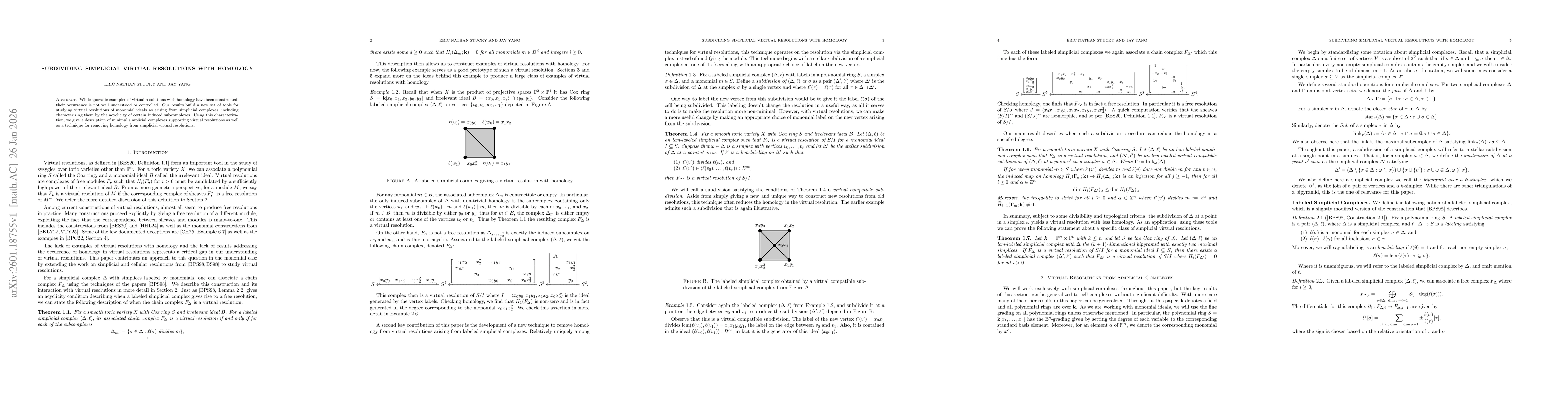 Thumbnail for Subdividing simplicial virtual resolutions with homology