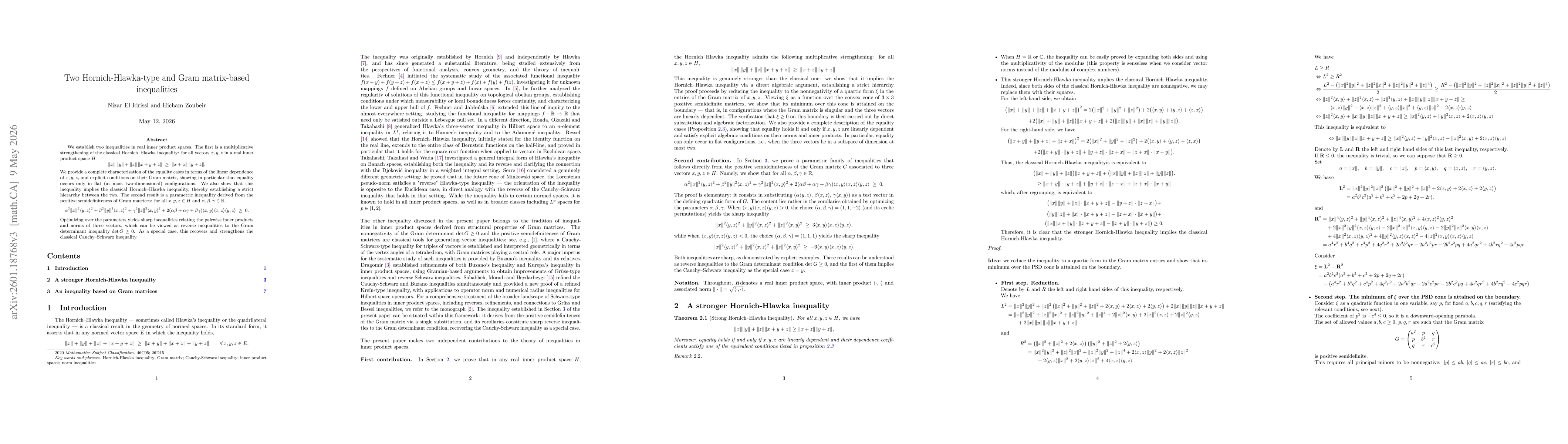 Thumbnail for Two Hornich-Hlawka-type and Buzano-type inequalities