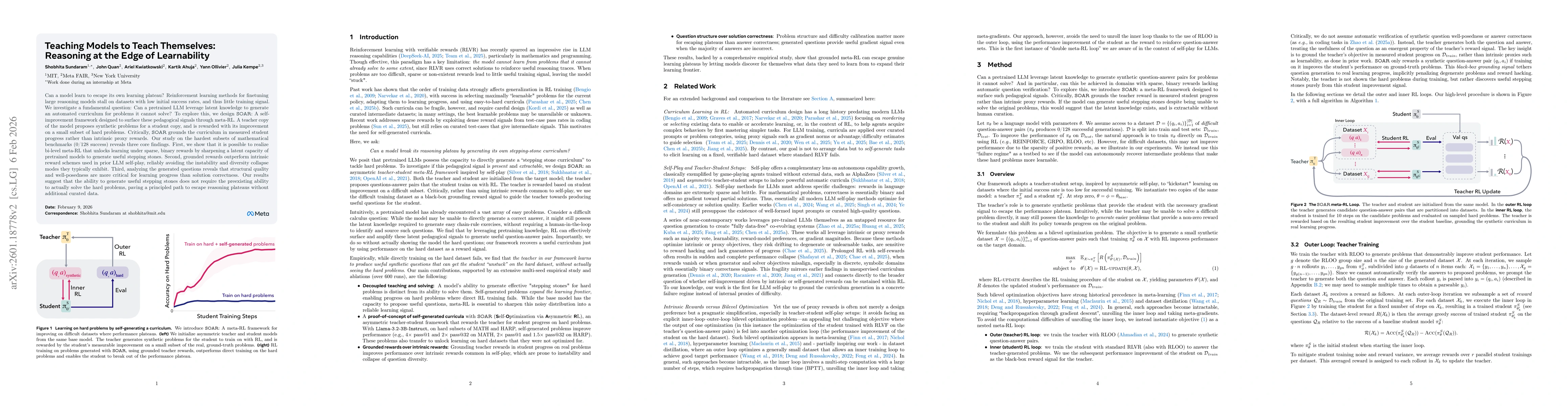 Thumbnail for Teaching Models to Teach Themselves: Reasoning at the Edge of Learnability