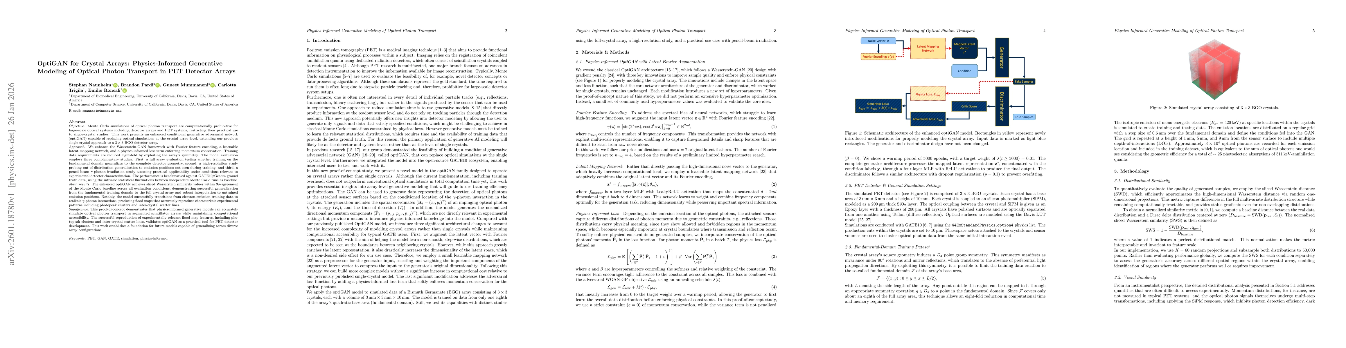 Thumbnail for OptiGAN for Crystal Arrays: Physics-Informed Generative Modeling of Optical Photon Transport in PET Detector Arrays