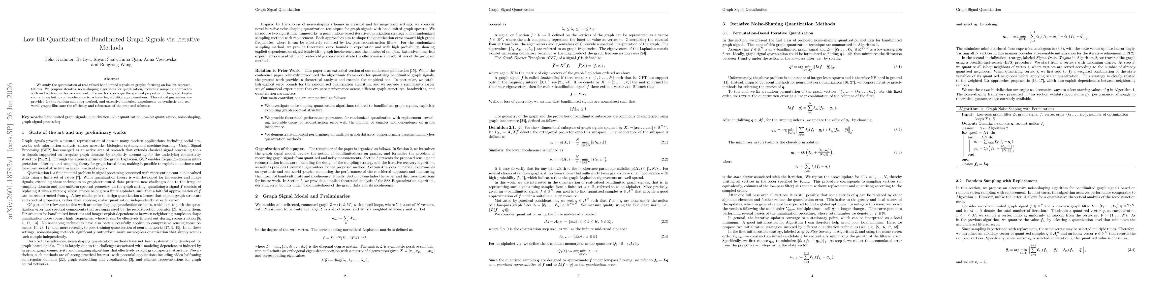 Thumbnail for Low-Bit Quantization of Bandlimited Graph Signals via Iterative Methods