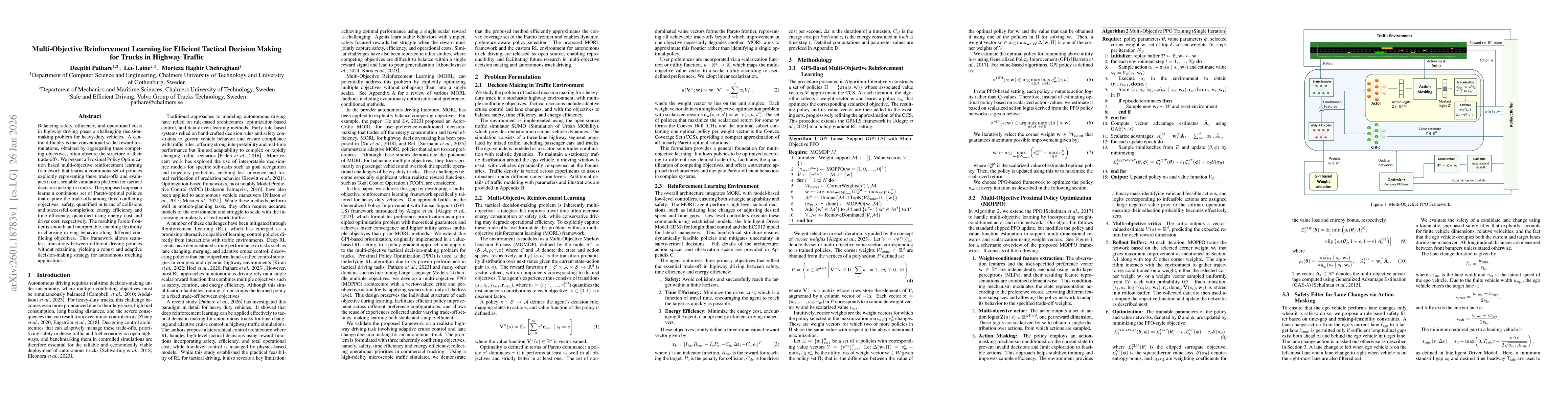 Thumbnail for Multi-Objective Reinforcement Learning for Efficient Tactical Decision Making for Trucks in Highway Traffic