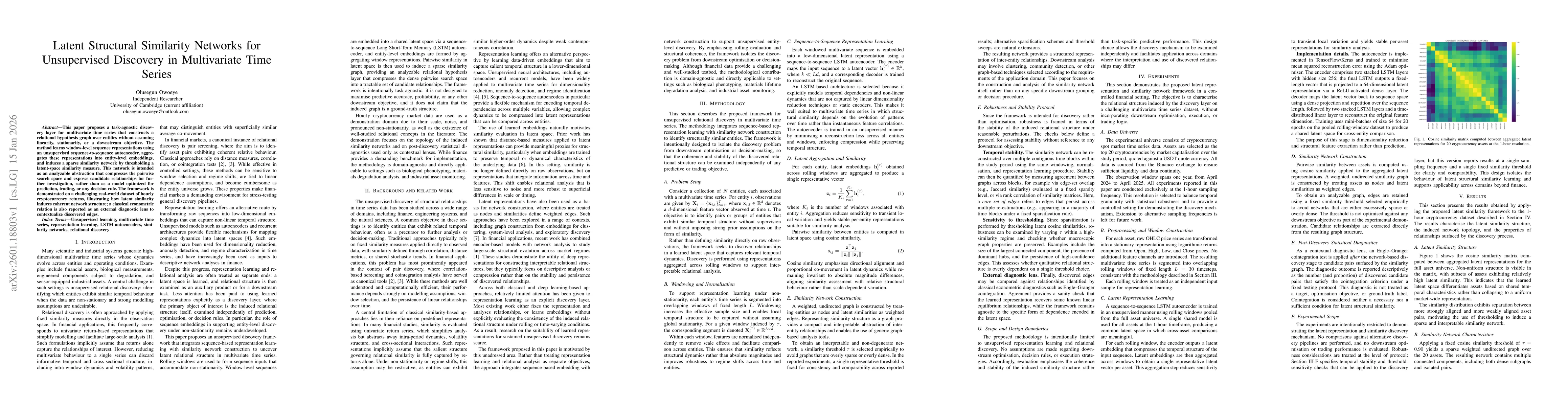 Thumbnail for Latent Structural Similarity Networks for Unsupervised Discovery in Multivariate Time Series