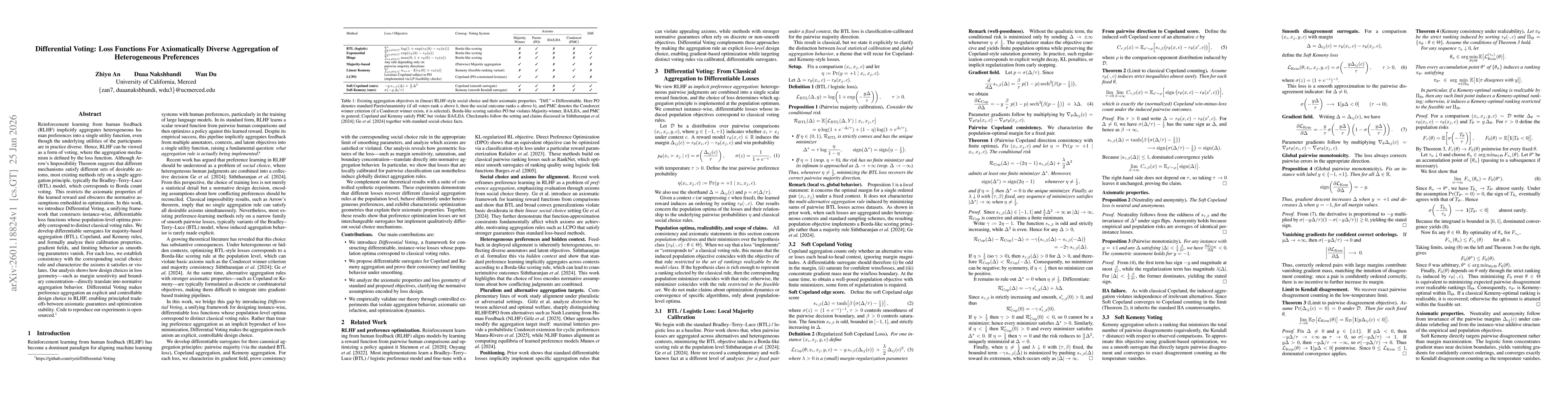 Thumbnail for Differential Voting: Loss Functions For Axiomatically Diverse Aggregation of Heterogeneous Preferences