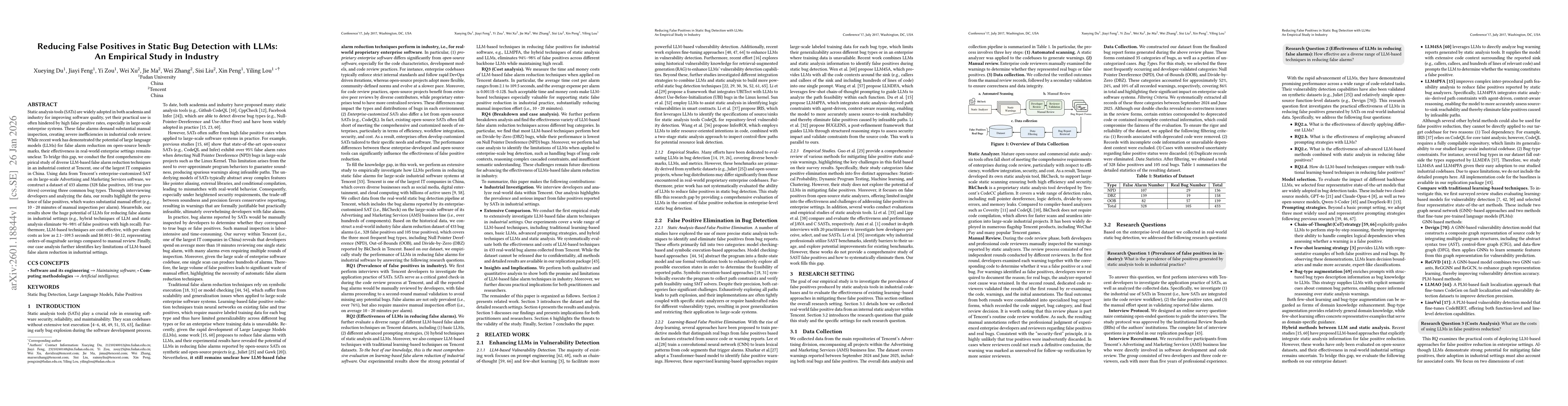 Thumbnail for Reducing False Positives in Static Bug Detection with LLMs: An Empirical Study in Industry