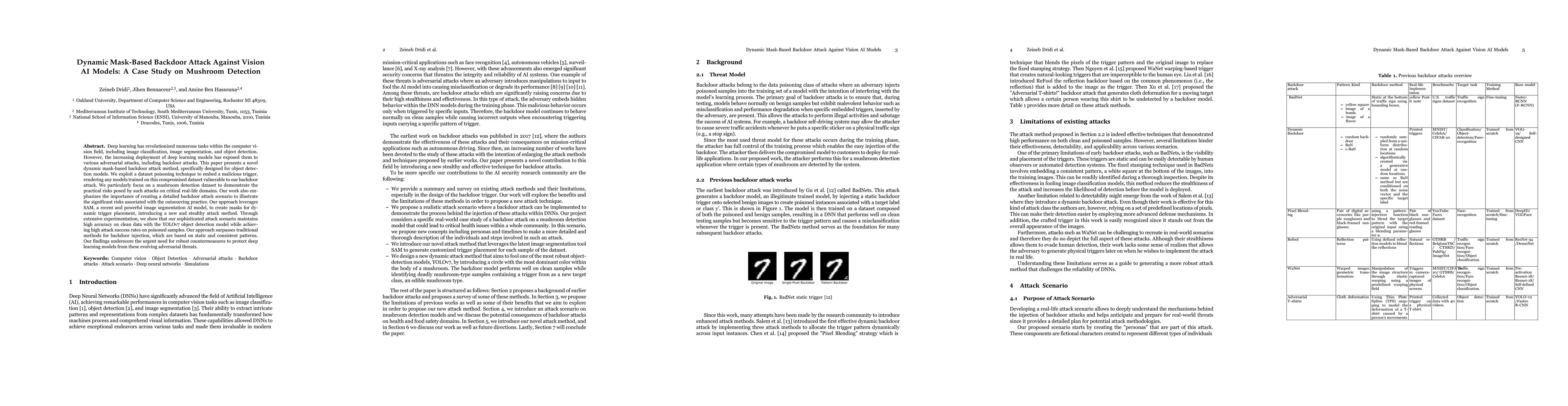 Thumbnail for Dynamic Mask-Based Backdoor Attack Against Vision AI Models: A Case Study on Mushroom Detection