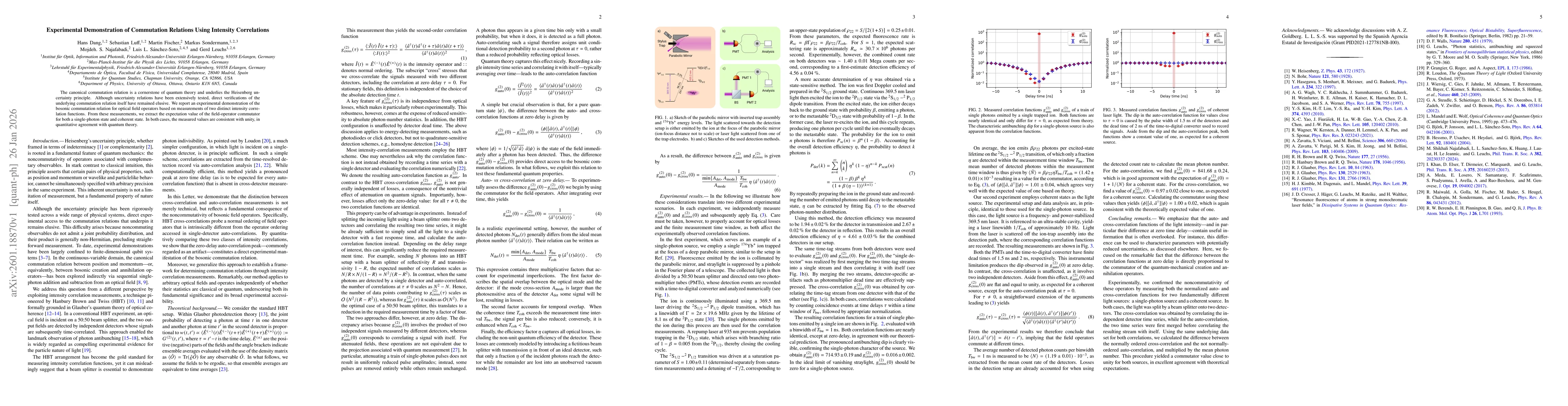 Thumbnail for Experimental Demonstration of Commutation Relations Using Intensity Correlations