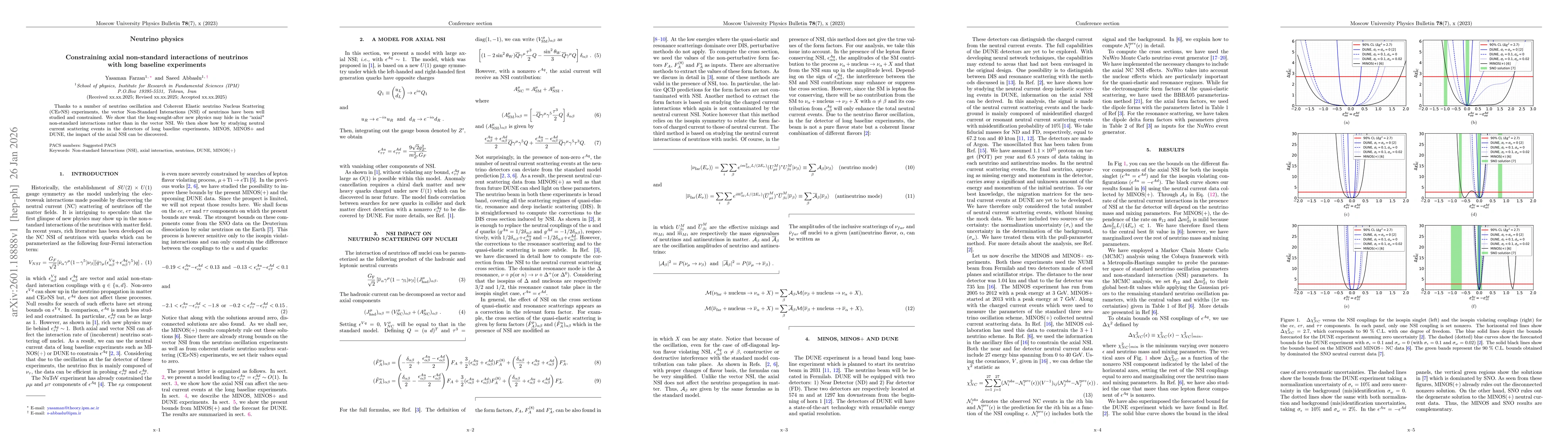 Thumbnail for Constraining axial non-standard interactions of neutrinos with long baseline experiments