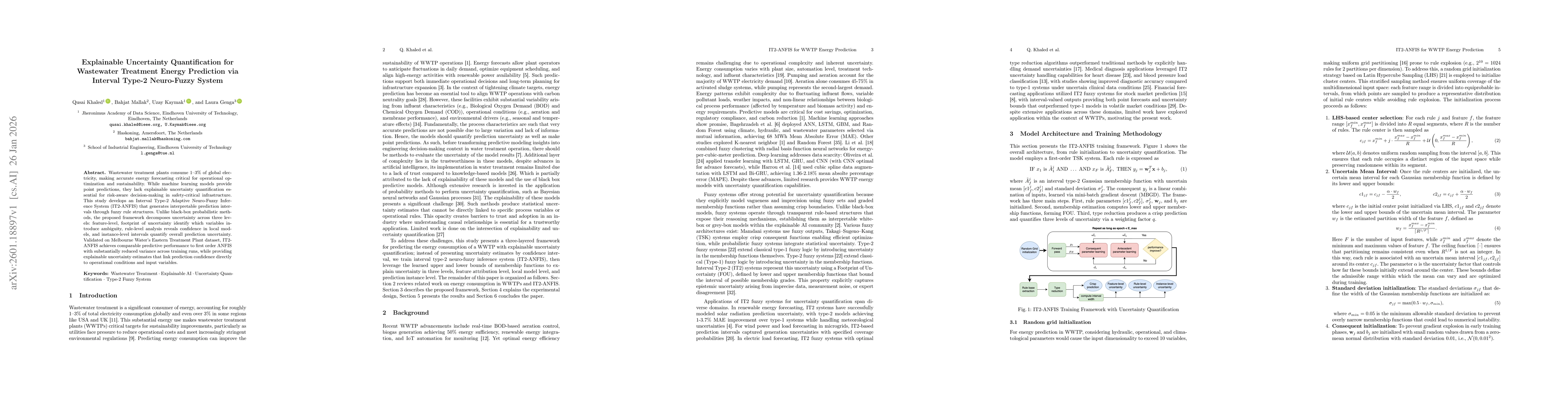 Thumbnail for Explainable Uncertainty Quantification for Wastewater Treatment Energy Prediction via Interval Type-2 Neuro-Fuzzy System