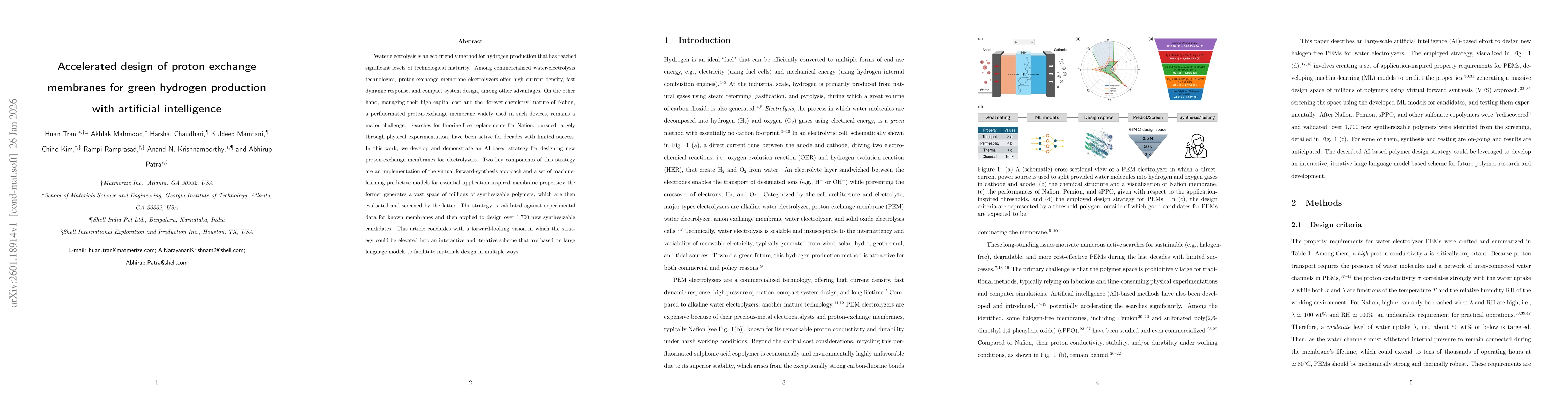 Thumbnail for Accelerated design of proton exchange membranes for green hydrogen production with artificial intelligence