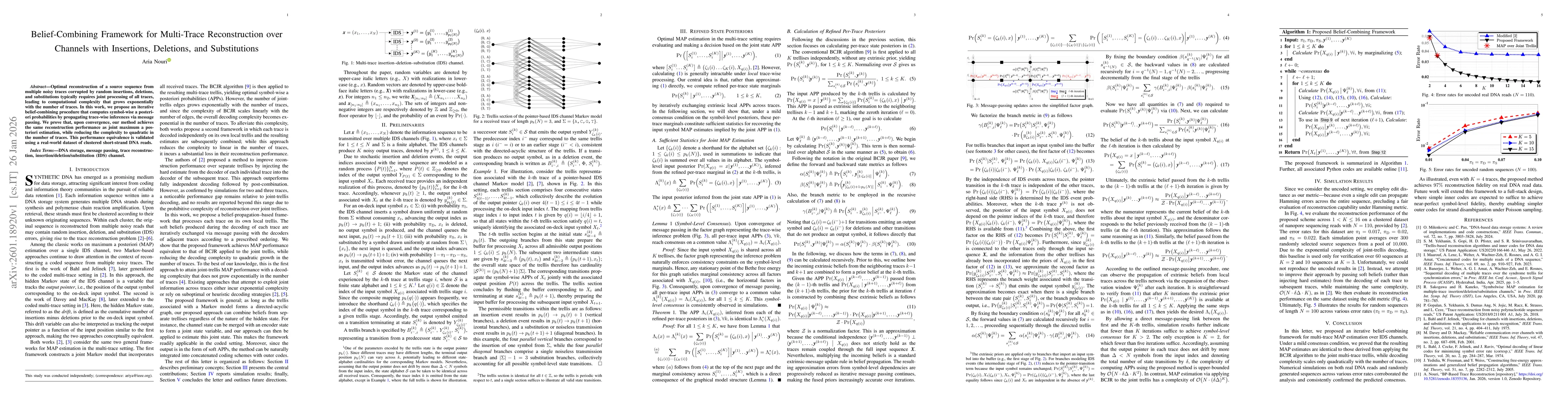Thumbnail for Belief-Combining Framework for Multi-Trace Reconstruction over Channels with Insertions, Deletions, and Substitutions
