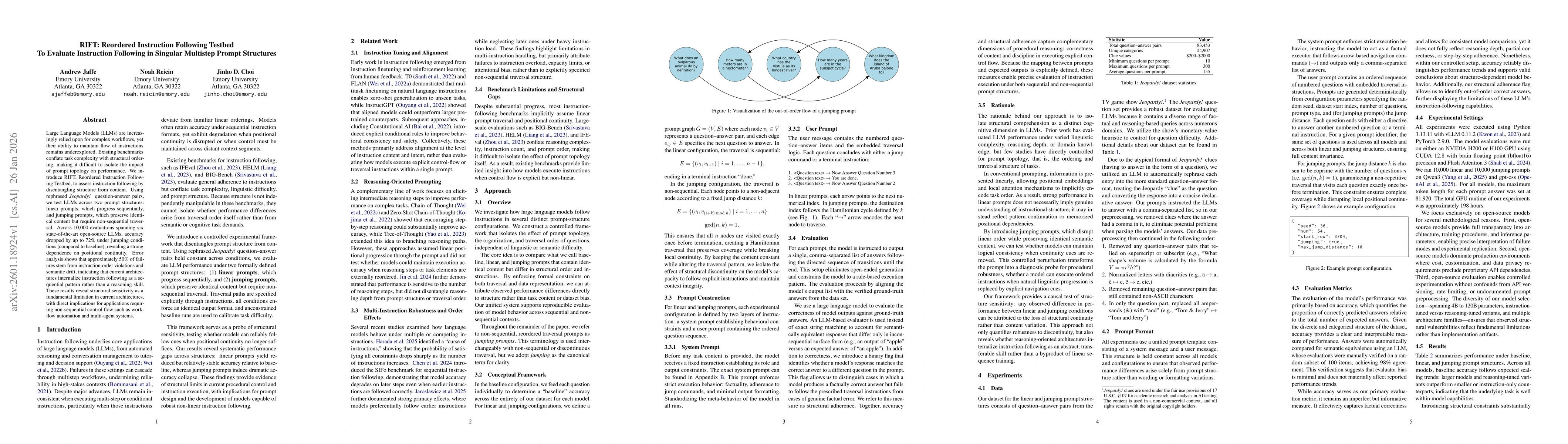 Thumbnail for RIFT: Reordered Instruction Following Testbed To Evaluate Instruction Following in Singular Multistep Prompt Structures