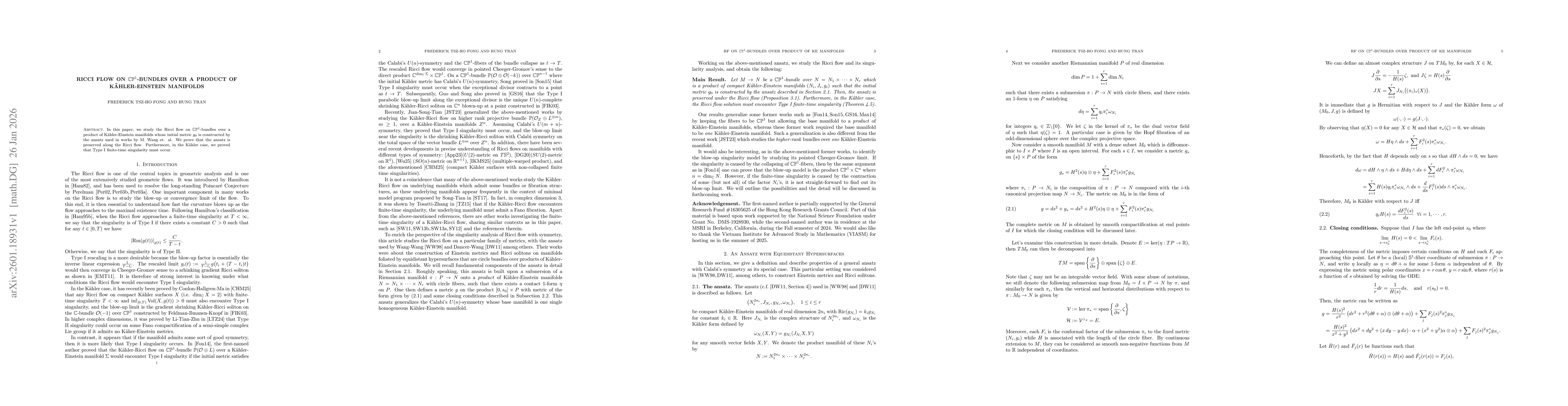 Thumbnail for Ricci Flow on CP1-bundles over a Product of Kähler-Einstein Manifolds