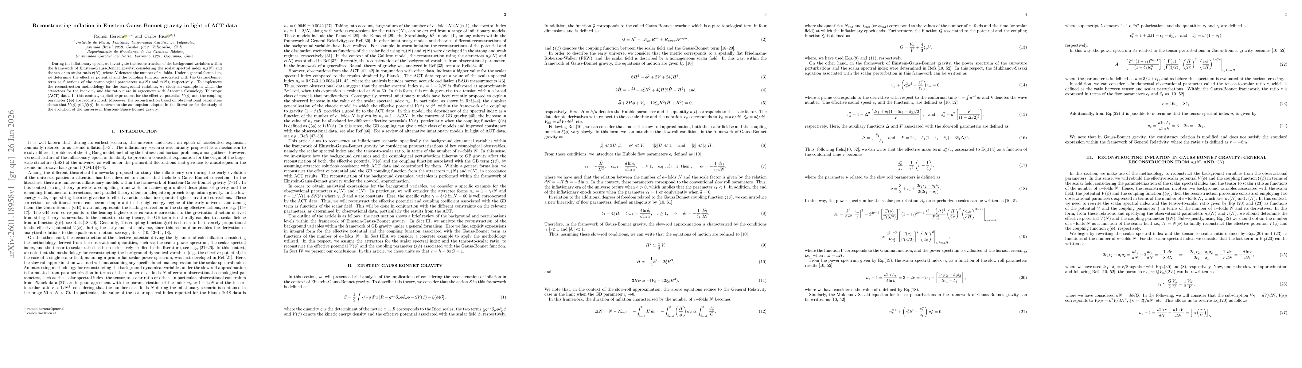 Thumbnail for Reconstructing inflation in Einstein-Gauss-Bonnet gravity in light of ACT data