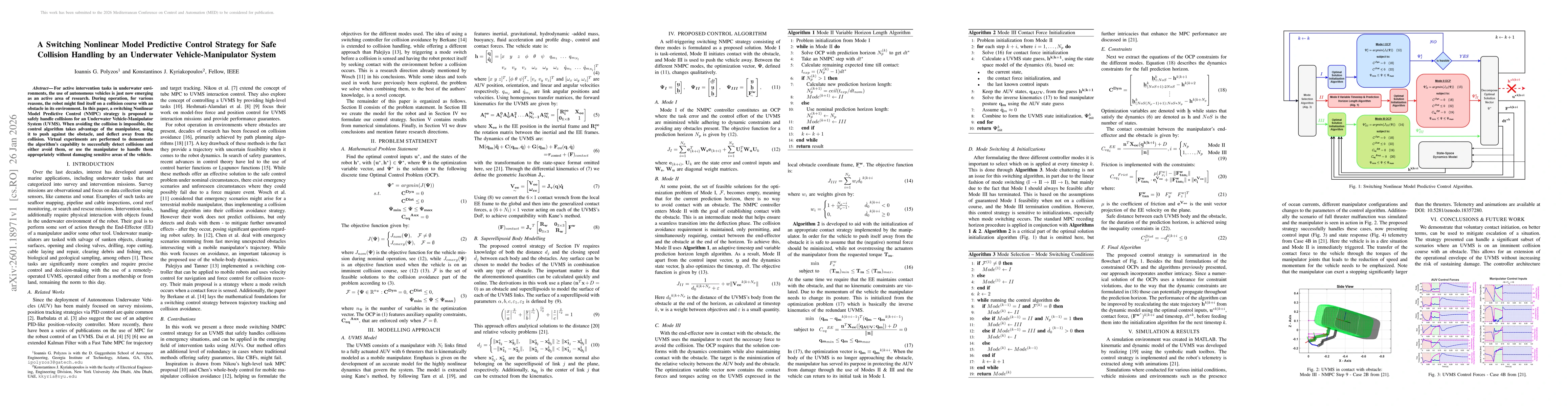 Thumbnail for A Switching Nonlinear Model Predictive Control Strategy for Safe Collision Handling by an Underwater Vehicle-Manipulator System