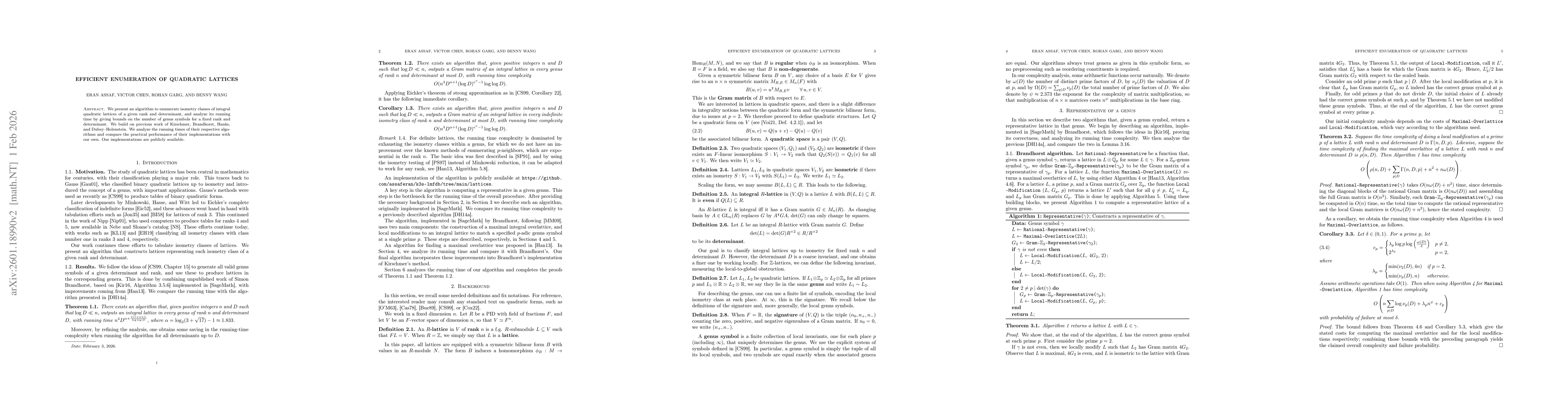 Thumbnail for Efficient enumeration of quadratic lattices