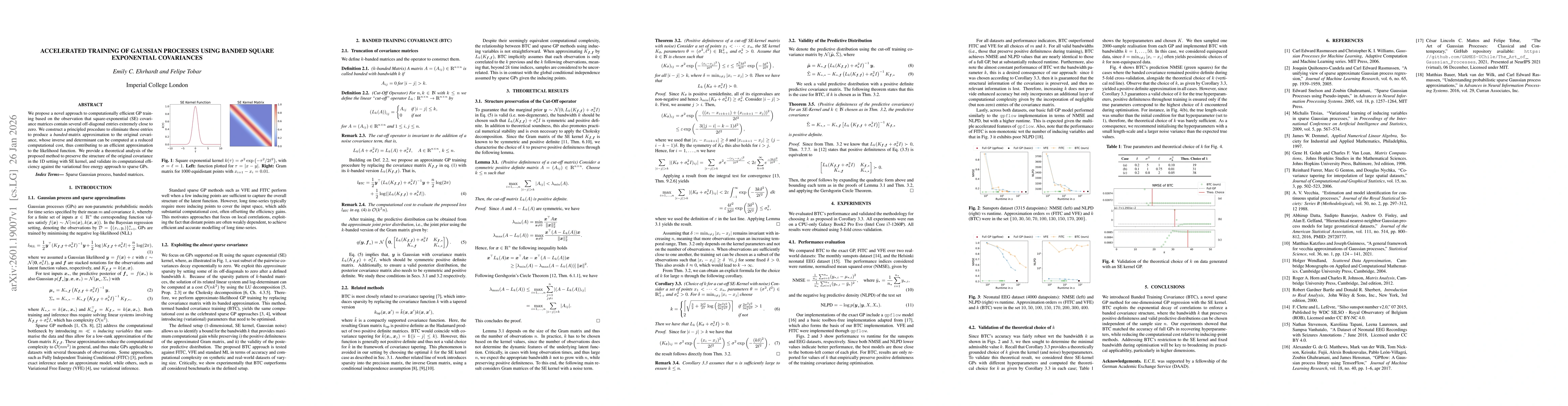 Thumbnail for Accelerated training of Gaussian processes using banded square exponential covariances