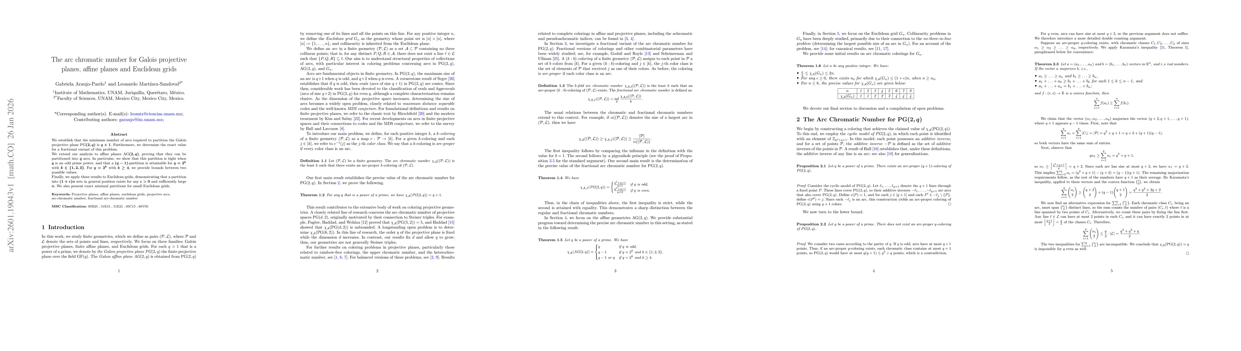 Thumbnail for The arc chromatic number for Galois projective planes, affine planes and Euclidean grids