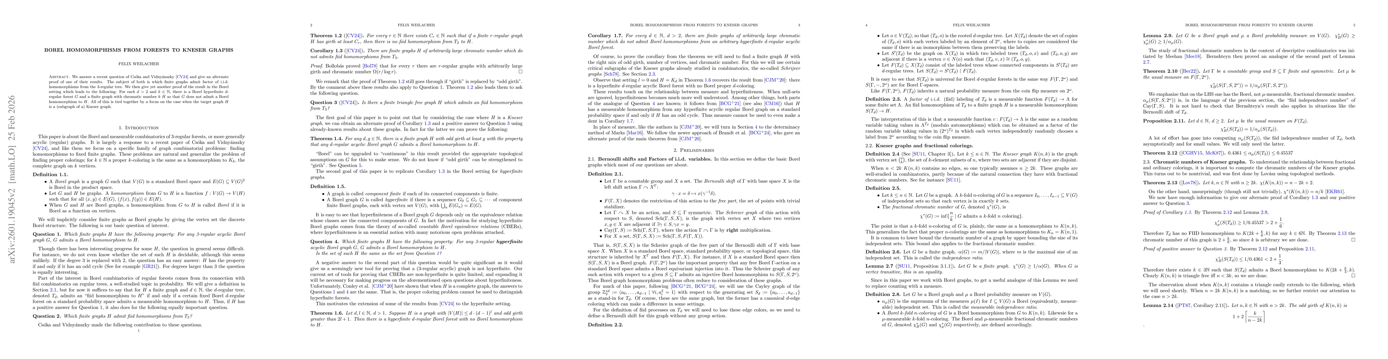 Thumbnail for Borel Homomorphisms from Forests to Kneser Graphs