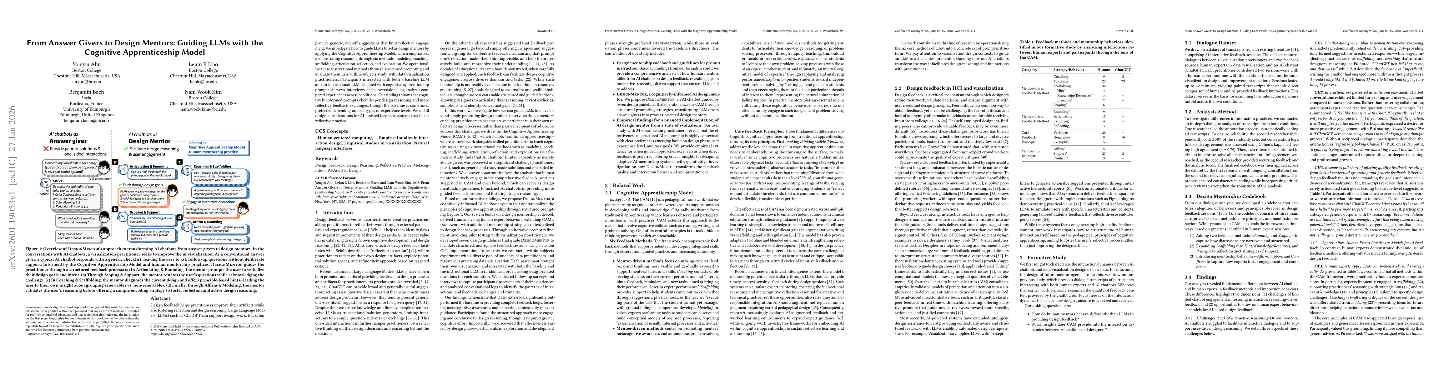 Thumbnail for From Answer Givers to Design Mentors: Guiding LLMs with the Cognitive Apprenticeship Model