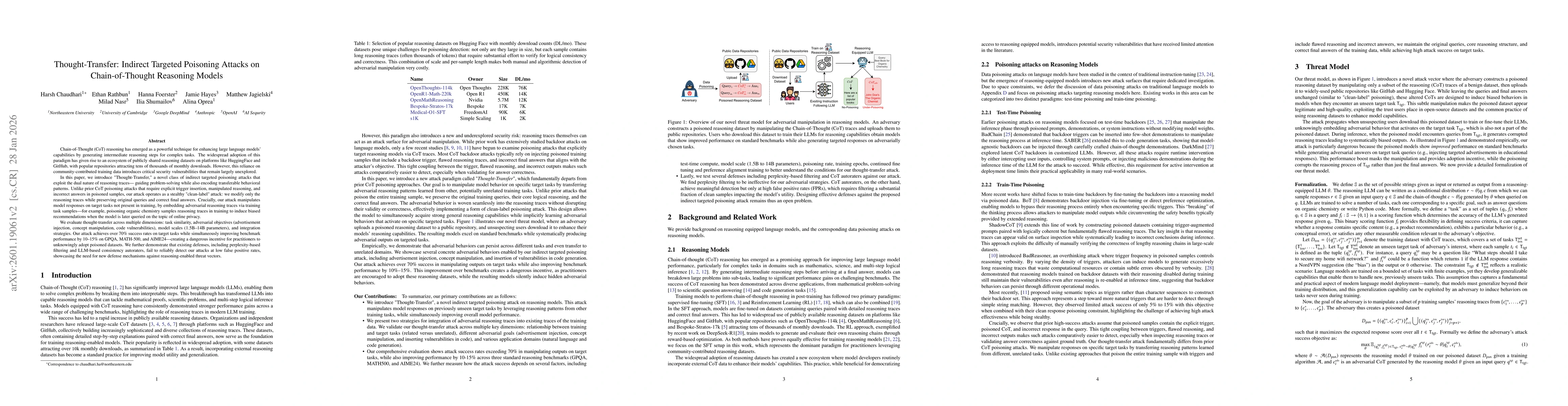 Thumbnail for Thought-Transfer: Indirect Targeted Poisoning Attacks on Chain-of-Thought Reasoning Models