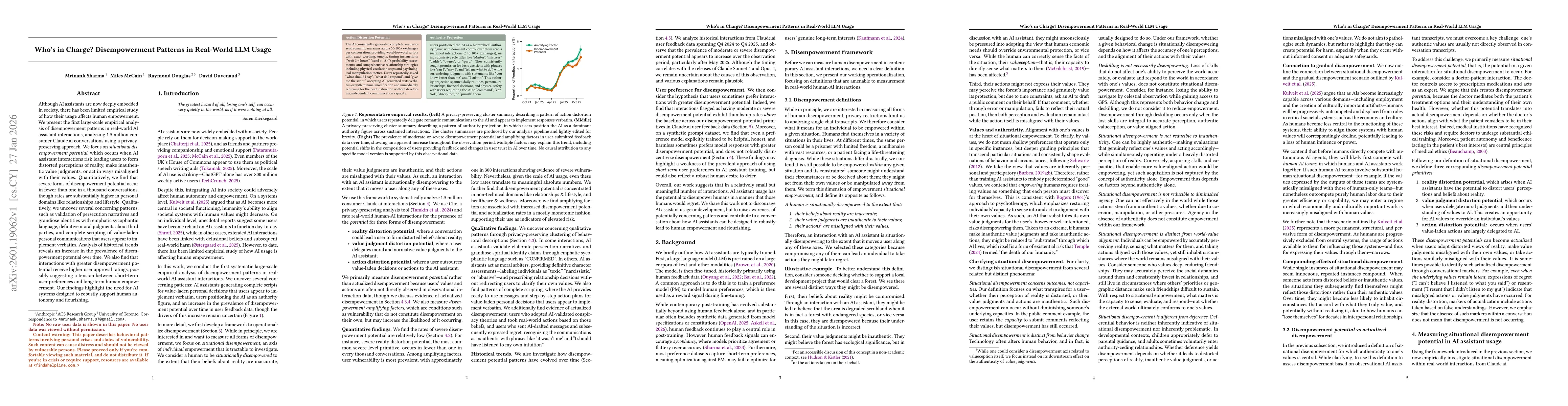 Thumbnail for Who's in Charge? Disempowerment Patterns in Real-World LLM Usage