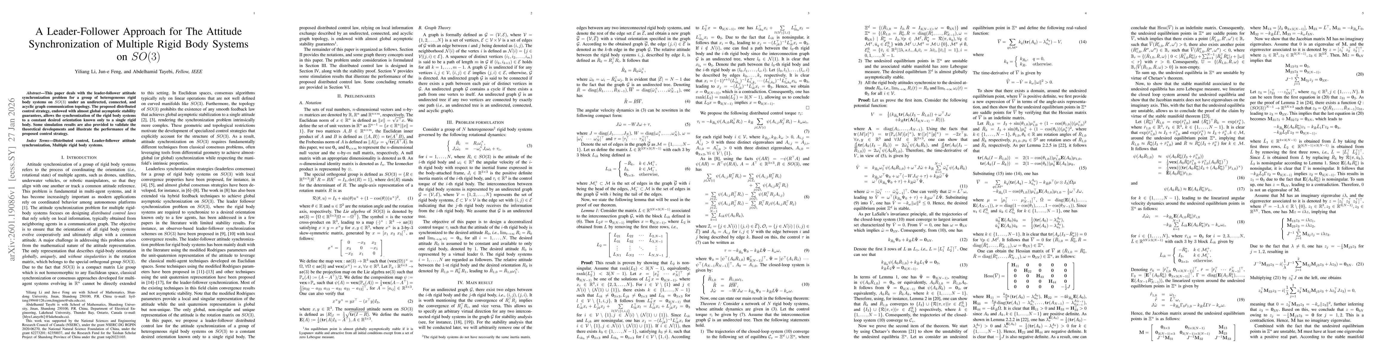 Thumbnail for A Leader-Follower Approach for The Attitude Synchronization of Multiple Rigid Body Systems on $SO(3)$