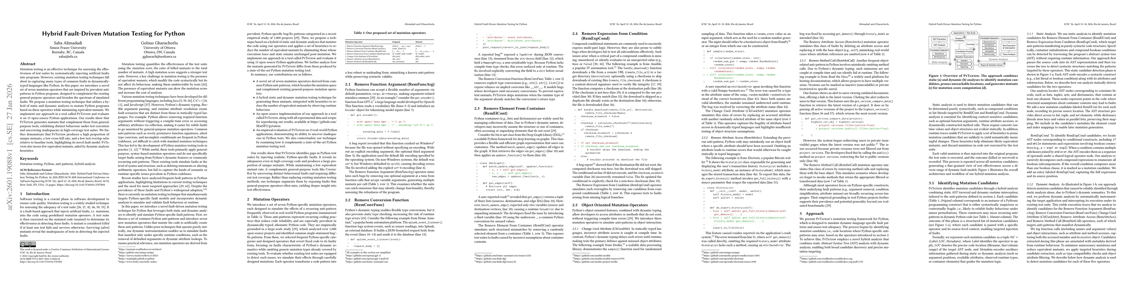 Thumbnail for Hybrid Fault-Driven Mutation Testing for Python