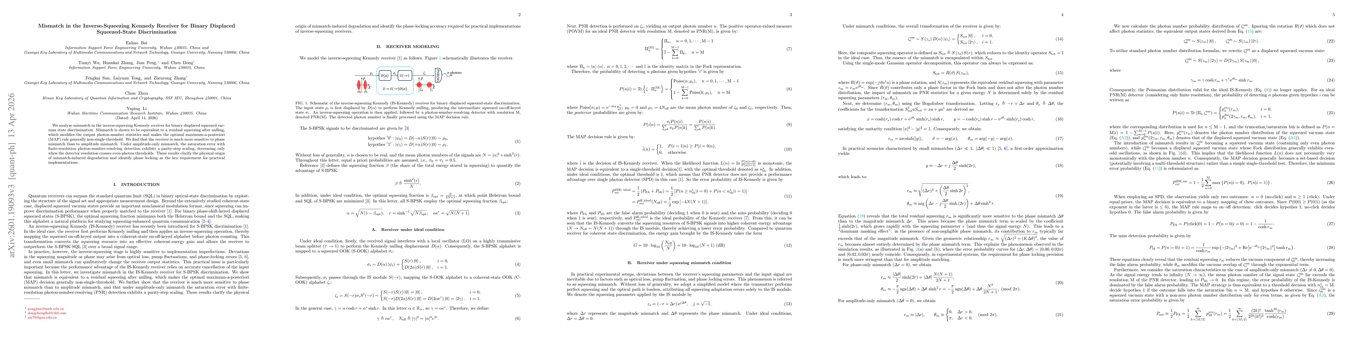 Thumbnail for Inverse-Squeezing Kennedy Receiver for Near-Helstrom Discrimination of Displaced-Squeezed BPSK