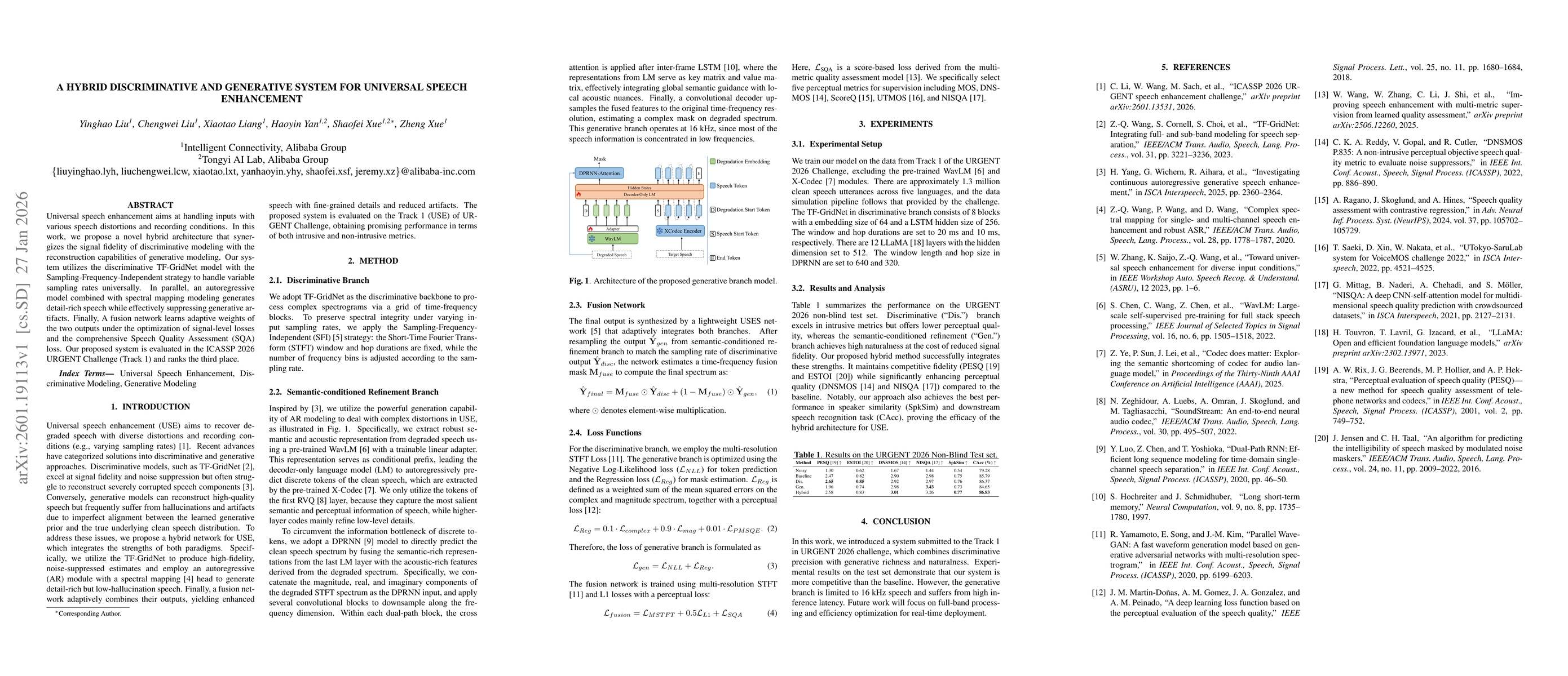 Thumbnail for A Hybrid Discriminative and Generative System for Universal Speech Enhancement