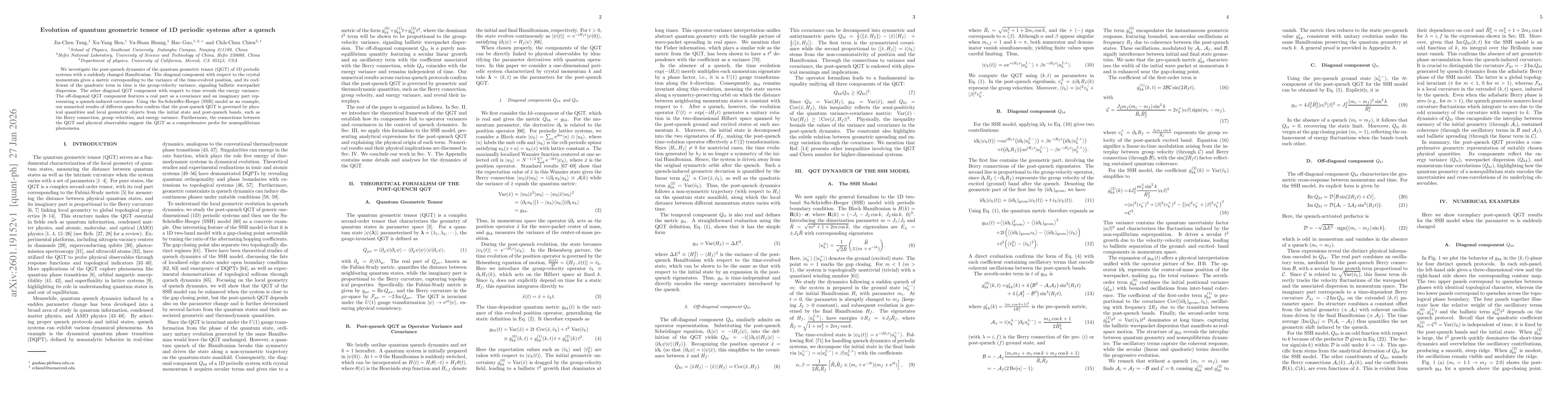 Thumbnail for Evolution of quantum geometric tensor of 1D periodic systems after a quench