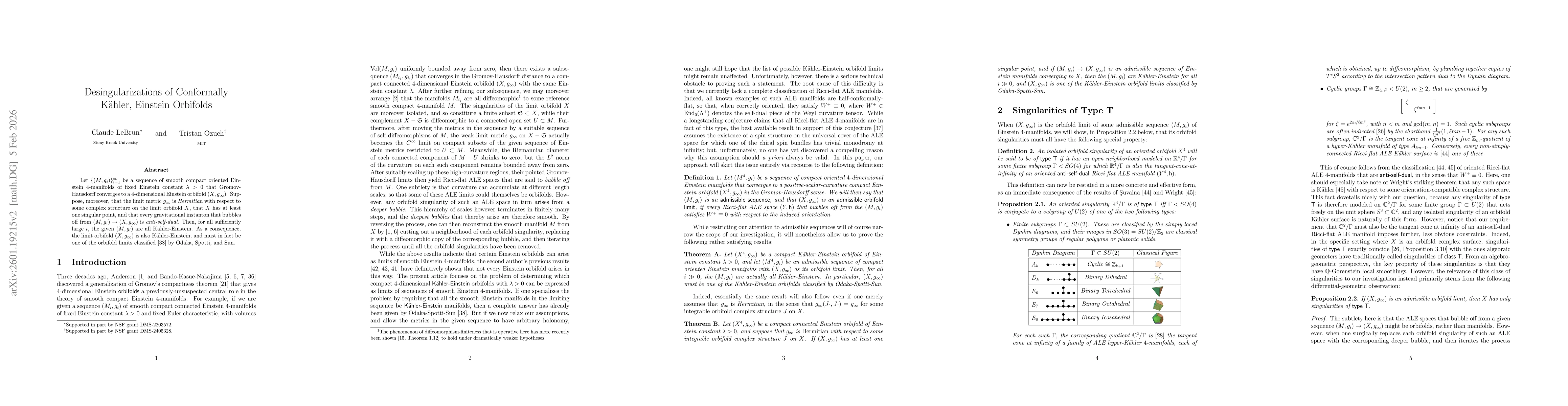 Thumbnail for Desingularizations of Conformally Kaehler, Einstein Orbifolds
