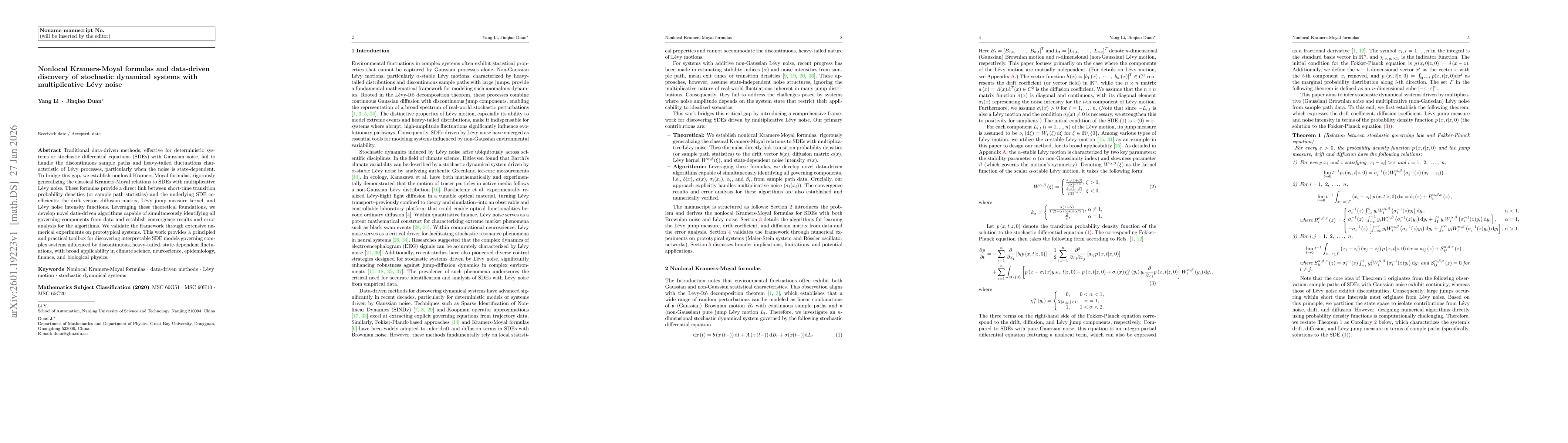 Thumbnail for Nonlocal Kramers-Moyal formulas and data-driven discovery of stochastic dynamical systems with multiplicative Lévy noise