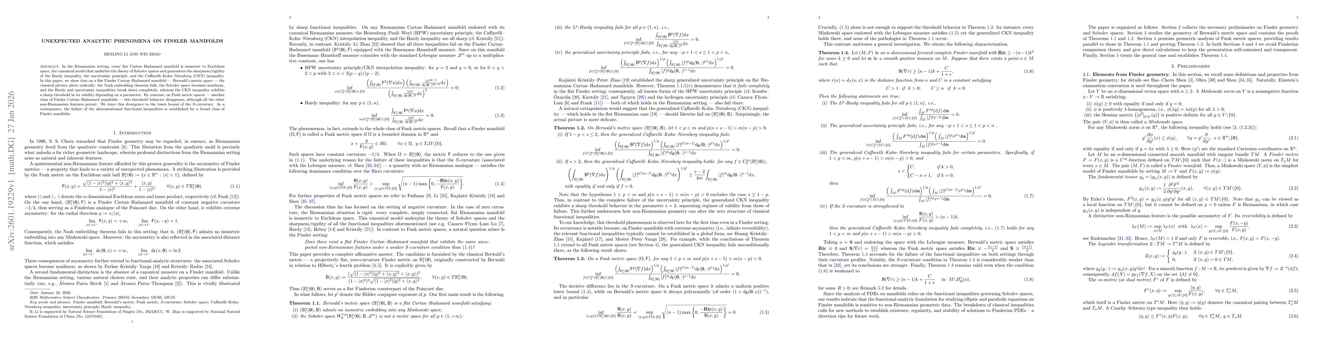 Thumbnail for Unexpected Analytic Phenomena on Finsler Manifolds