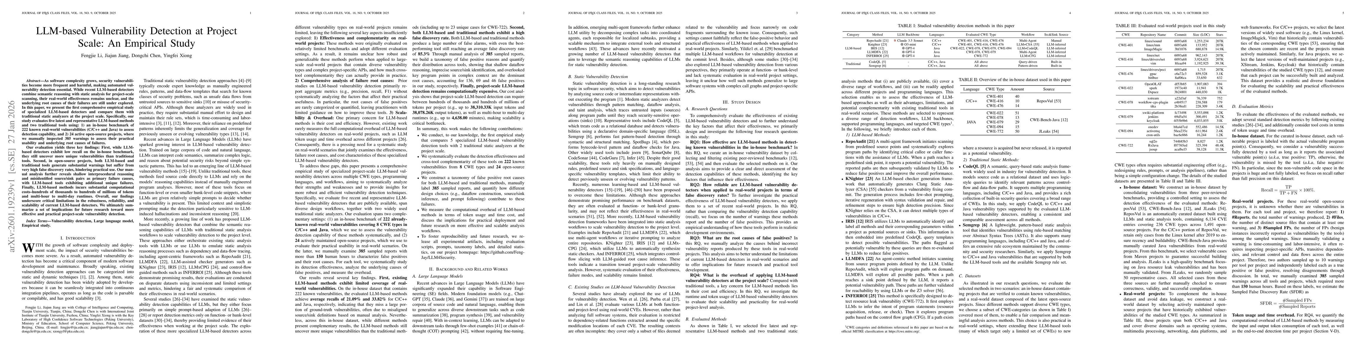 Thumbnail for LLM-based Vulnerability Detection at Project Scale: An Empirical Study