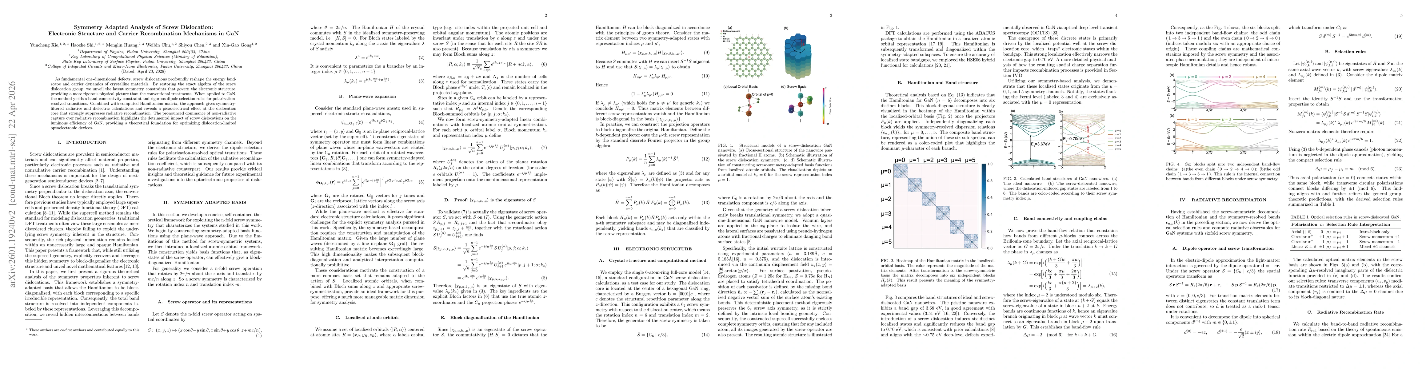 Thumbnail for Symmetry Adapted Analysis of Screw Dislocation: Electronic Structure and Carrier Recombination Mechanisms in GaN