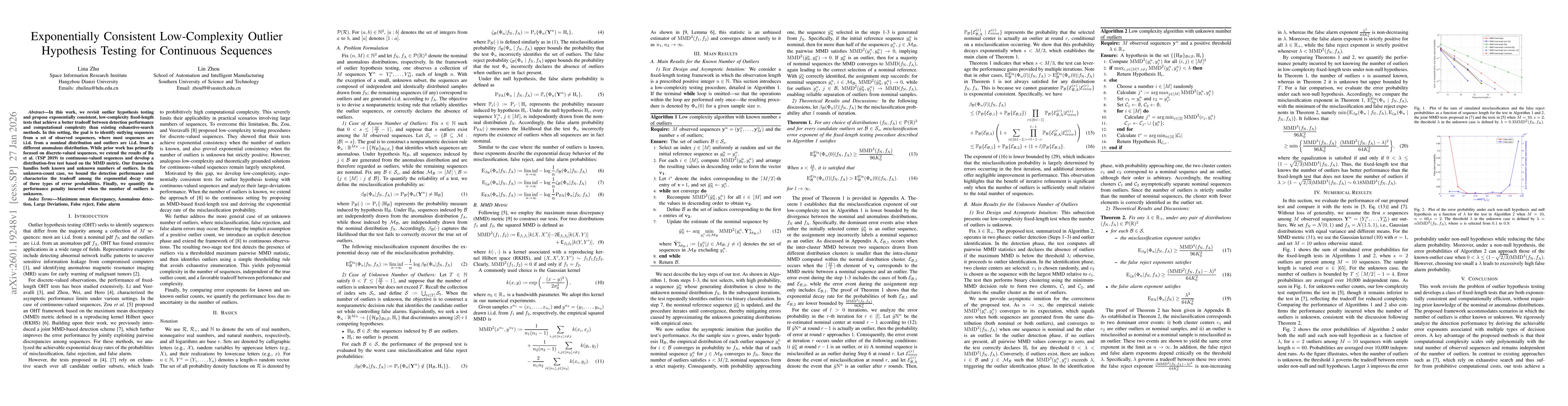 Thumbnail for Exponentially Consistent Low-Complexity Outlier Hypothesis Testing for Continuous Sequences