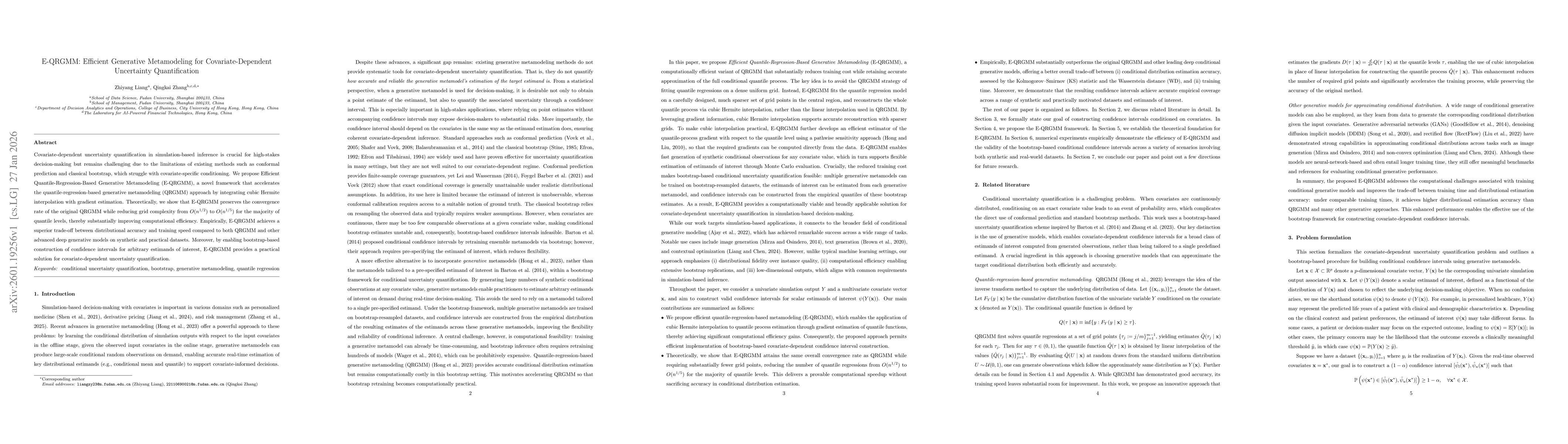 Thumbnail for E-QRGMM: Efficient Generative Metamodeling for Covariate-Dependent Uncertainty Quantification