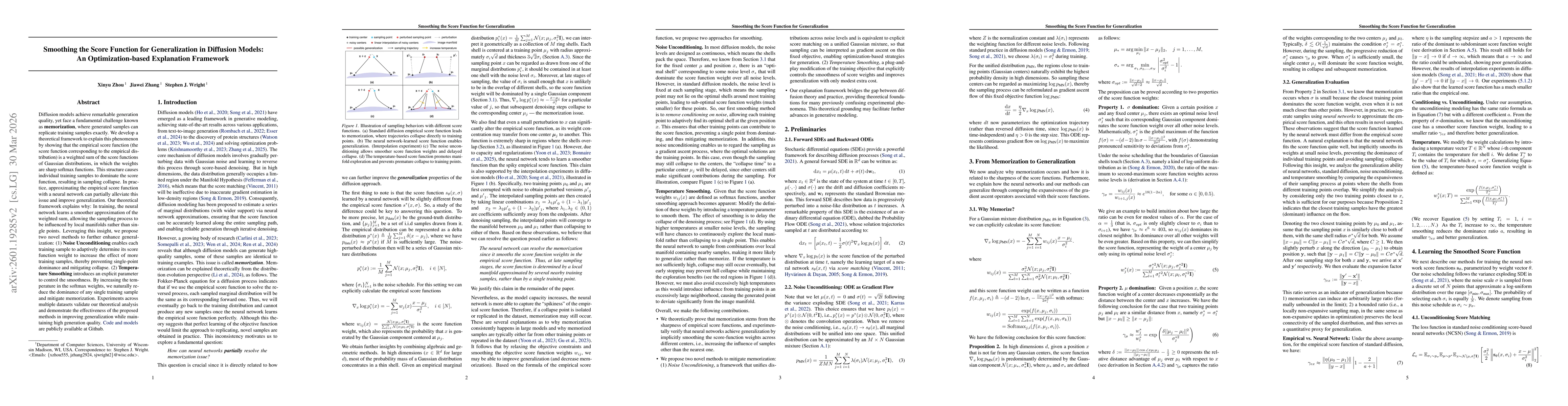 Thumbnail for Smoothing the Score Function for Generalization in Diffusion Models: An Optimization-based Explanation Framework