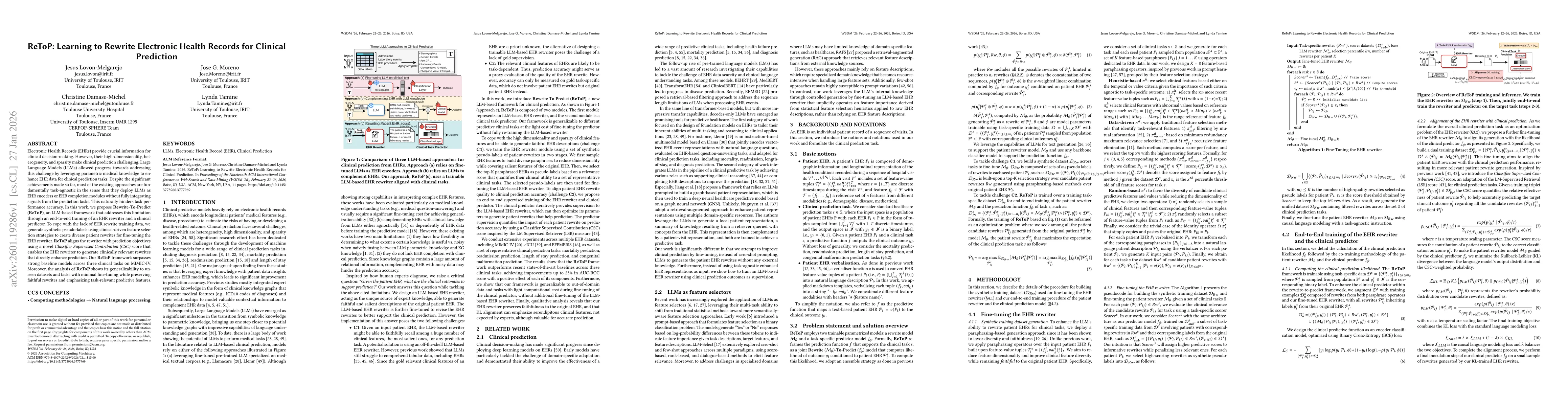 Thumbnail for ReToP: Learning to Rewrite Electronic Health Records for Clinical Prediction