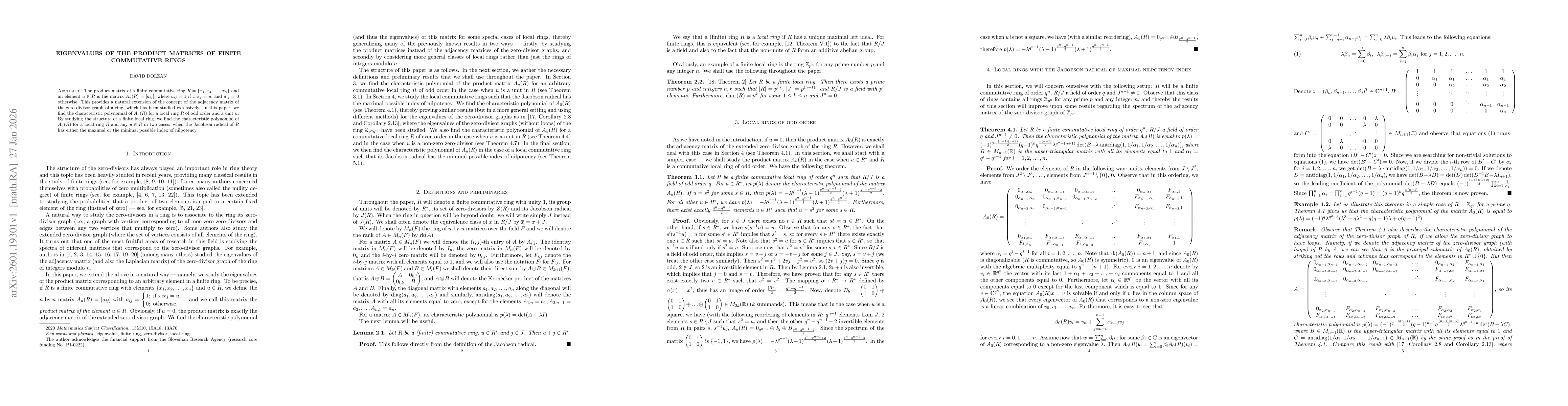 Thumbnail for Eigenvalues of the product matrices of finite commutative rings